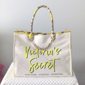 Victoria's Secret Cream and Yellow Tote